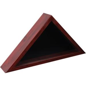 Flash Furniture Sheehan Memorial Flag Display Case – Rustic Brown Solid Wood Military Flag Display Case for 9.5 x 5 American Veteran Flag(Mahogany)