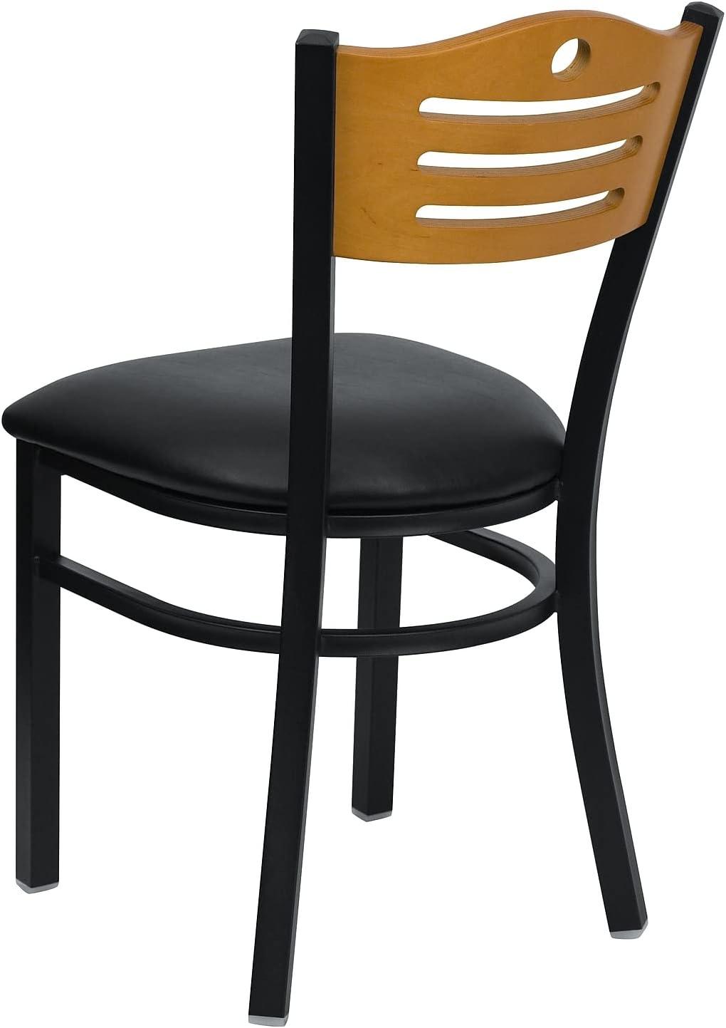 image:imageFlash Furniture 2 Pack HERCULES Series Black Slat Back Metal Restaurant Chair Natural Wood Back amp SeatNatural Wood BackBlack Vinyl SeatBlack Metal Frame