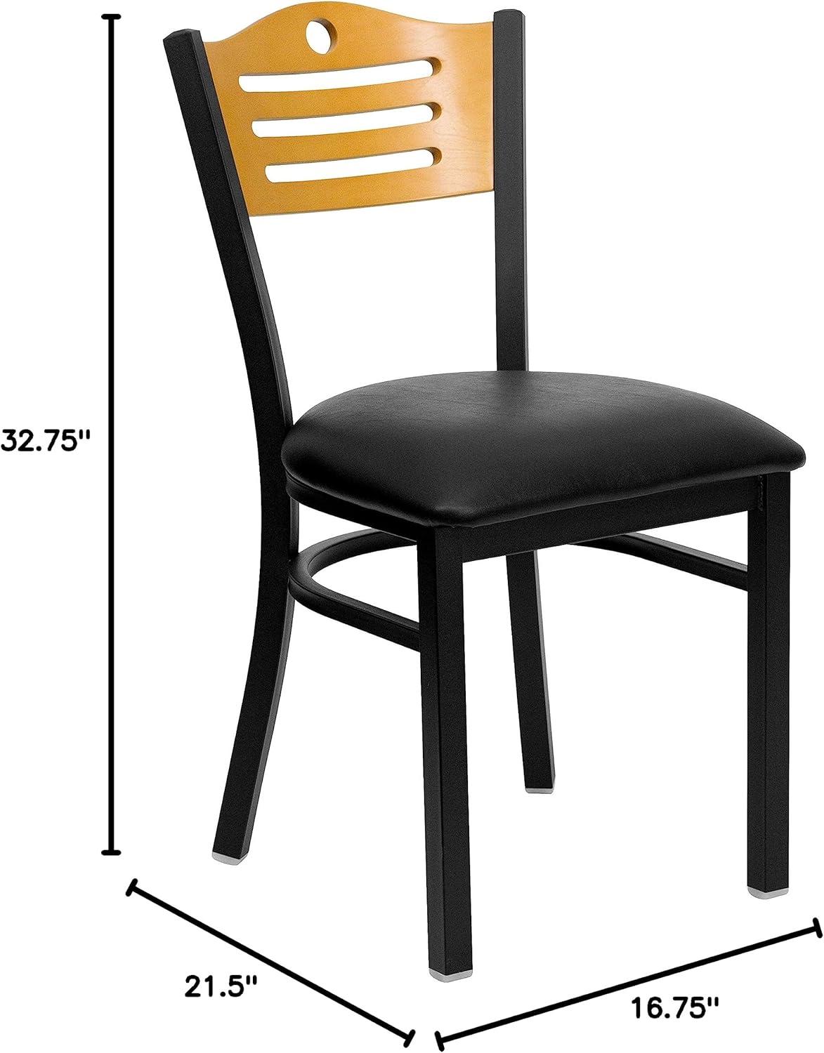 image:imageFlash Furniture 2 Pack HERCULES Series Black Slat Back Metal Restaurant Chair Natural Wood Back amp SeatNatural Wood BackBlack Vinyl SeatBlack Metal Frame