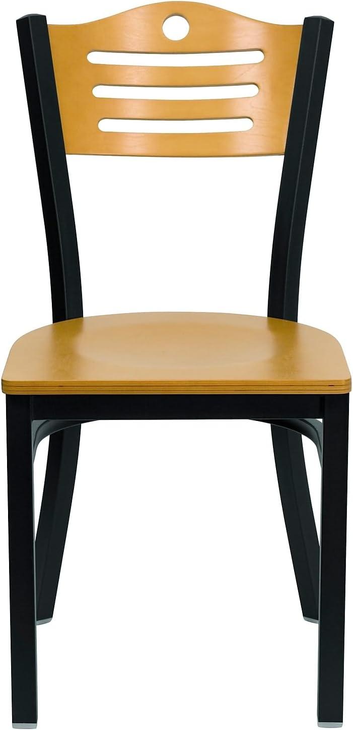 image:imageFlash Furniture 2 Pack HERCULES Series Black Slat Back Metal Restaurant Chair Natural Wood Back amp SeatNatural Wood BackNatural Wood SeatBlack Metal Frame