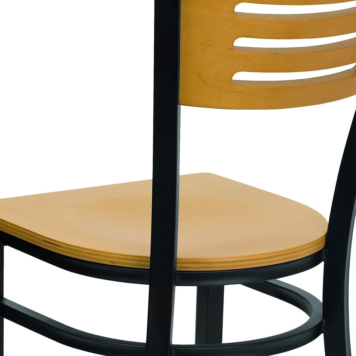 image:imageFlash Furniture 2 Pack HERCULES Series Black Slat Back Metal Restaurant Chair Natural Wood Back amp SeatNatural Wood BackNatural Wood SeatBlack Metal Frame