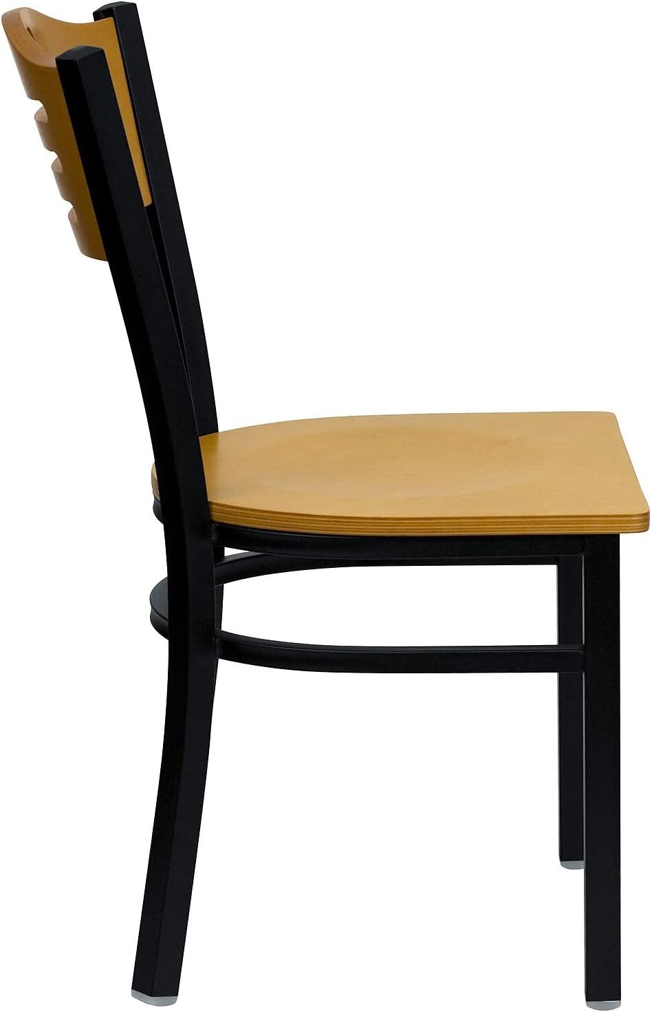 image:imageFlash Furniture 2 Pack HERCULES Series Black Slat Back Metal Restaurant Chair Natural Wood Back amp SeatNatural Wood BackNatural Wood SeatBlack Metal Frame