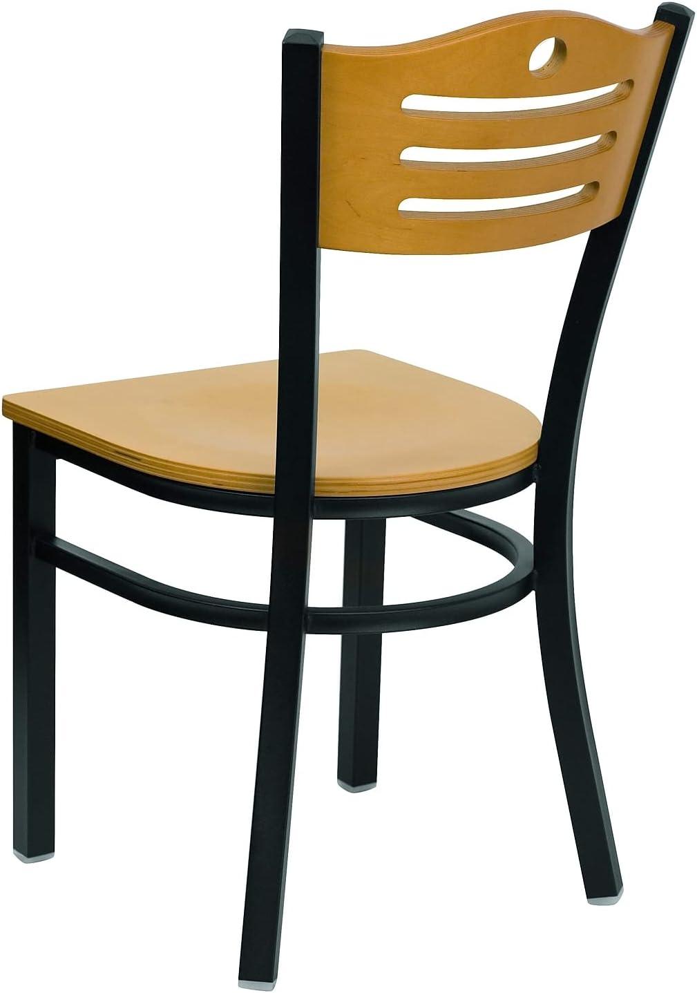 image:imageFlash Furniture 2 Pack HERCULES Series Black Slat Back Metal Restaurant Chair Natural Wood Back amp SeatNatural Wood BackNatural Wood SeatBlack Metal Frame