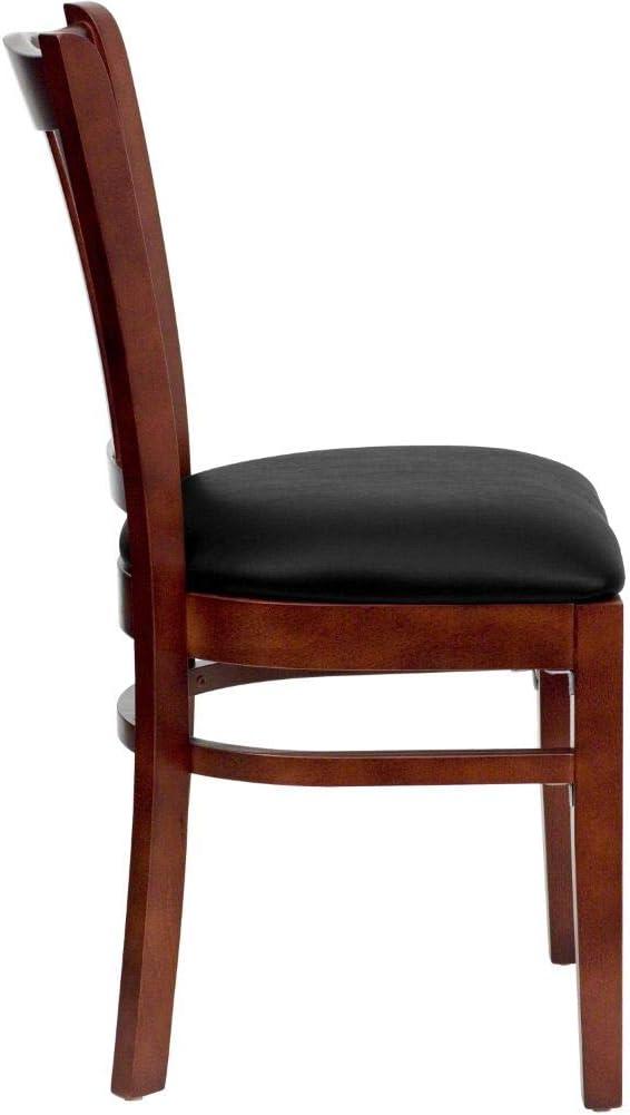 image:imageFlash Furniture 4 Pack HERCULES Series Vertical Slat Back Walnut Wood Restaurant Chair Black Vinyl SeatBlack Vinyl SeatMahogany Wood Frame