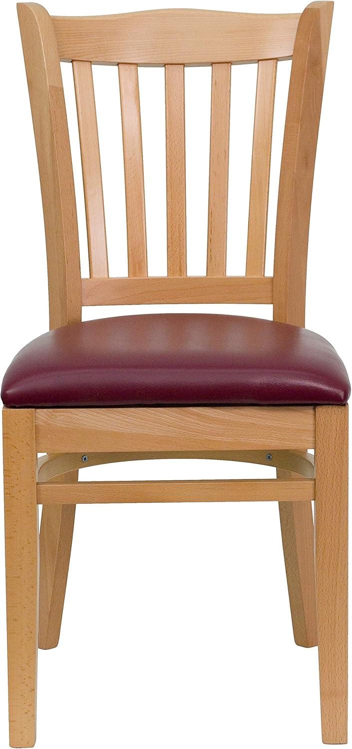 image:imageFlash Furniture 4 Pack HERCULES Series Vertical Slat Back Walnut Wood Restaurant Chair Black Vinyl SeatBurgundy Vinyl SeatNatural Wood Frame
