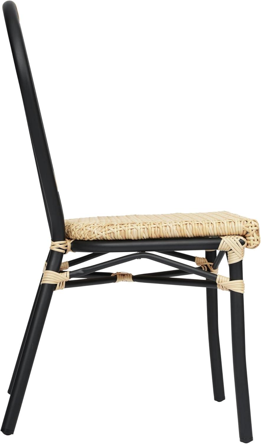 image:imageFlash Furniture Cannes IndoorOutdoor Commercial Thonet Bistro Stack Chair Natural PE Cane Rattan Back and Seat Black Metal FrameNaturalBlack Frame
