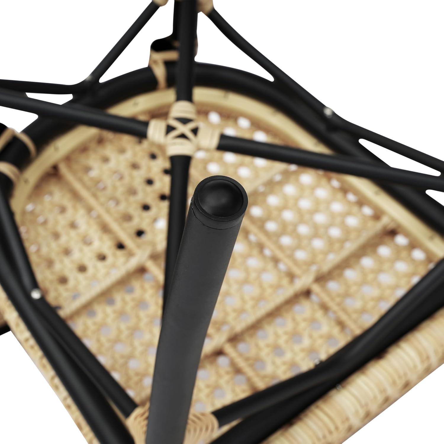 image:imageFlash Furniture Cannes IndoorOutdoor Commercial Thonet Bistro Stack Chair Natural PE Cane Rattan Back and Seat Black Metal FrameNaturalBlack Frame