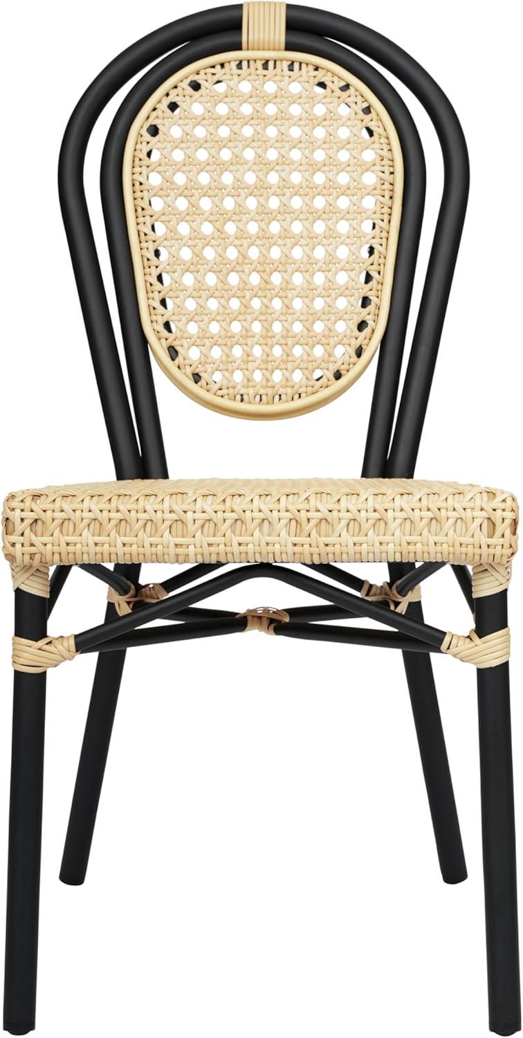 image:imageFlash Furniture Cannes IndoorOutdoor Commercial Thonet Bistro Stack Chair Natural PE Cane Rattan Back and Seat Black Metal FrameNaturalBlack Frame