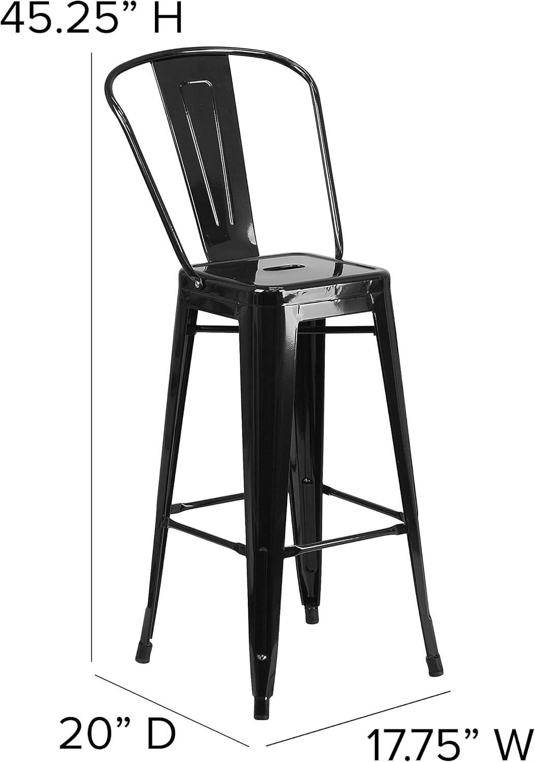 image:imageFlash Furniture Commercial Grade 30 High Black Metal IndoorOutdoor Barstool with Removable BackBlack