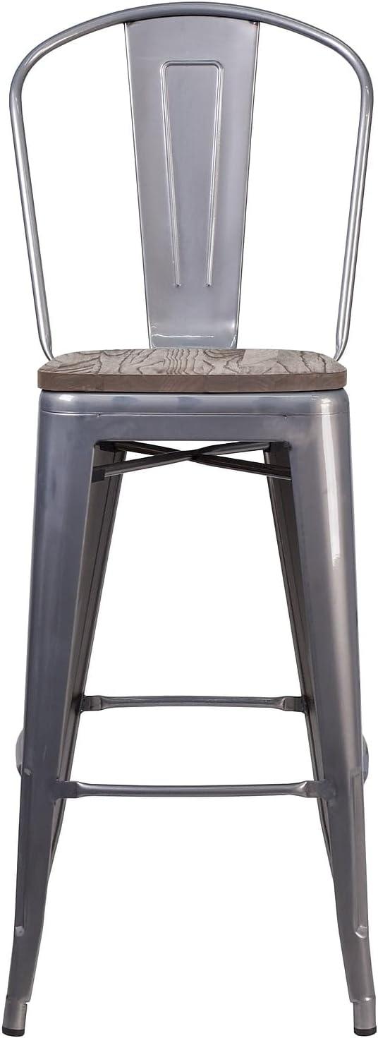 image:imageFlash Furniture Commercial Grade 30 High Black Metal IndoorOutdoor Barstool with Removable BackBlack
