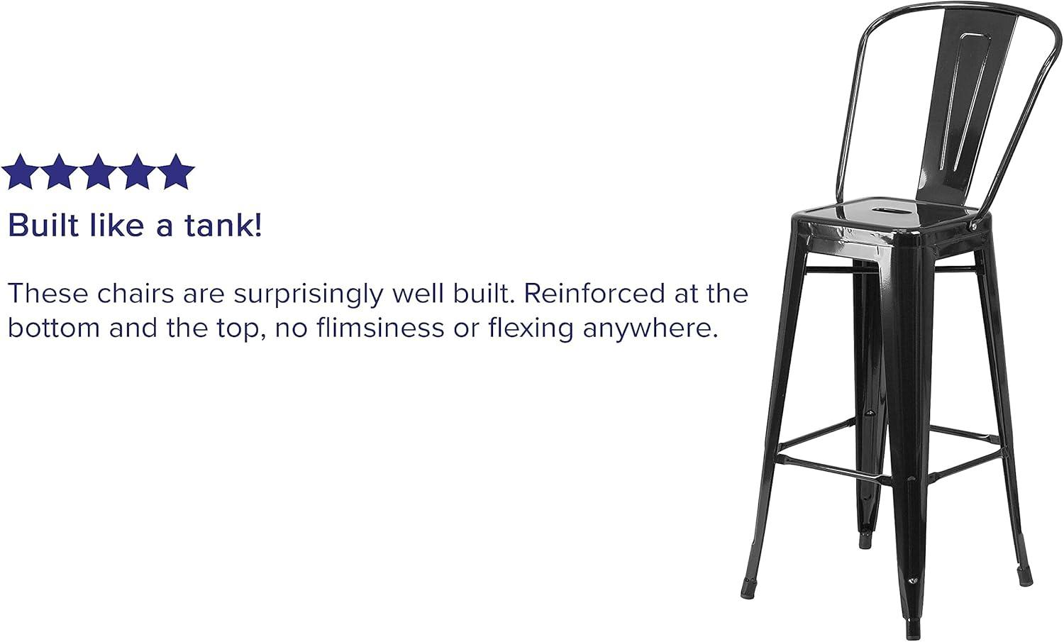 image:imageFlash Furniture Commercial Grade 30 High Black Metal IndoorOutdoor Barstool with Removable BackBlack