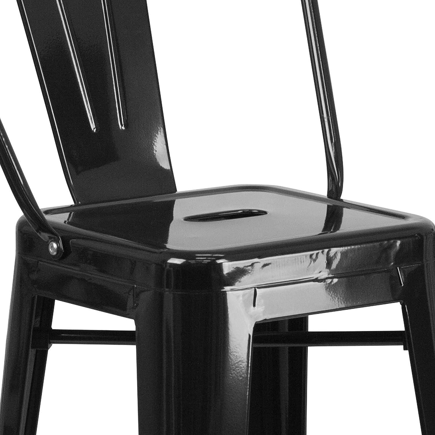 image:imageFlash Furniture Commercial Grade 30 High Black Metal IndoorOutdoor Barstool with Removable BackBlack