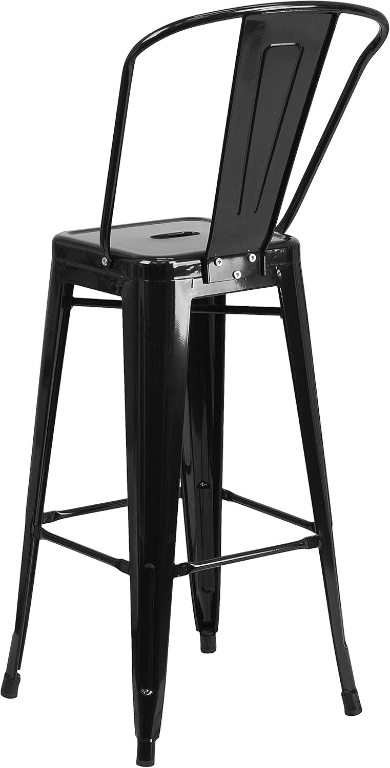 image:imageFlash Furniture Commercial Grade 30 High Black Metal IndoorOutdoor Barstool with Removable BackBlack