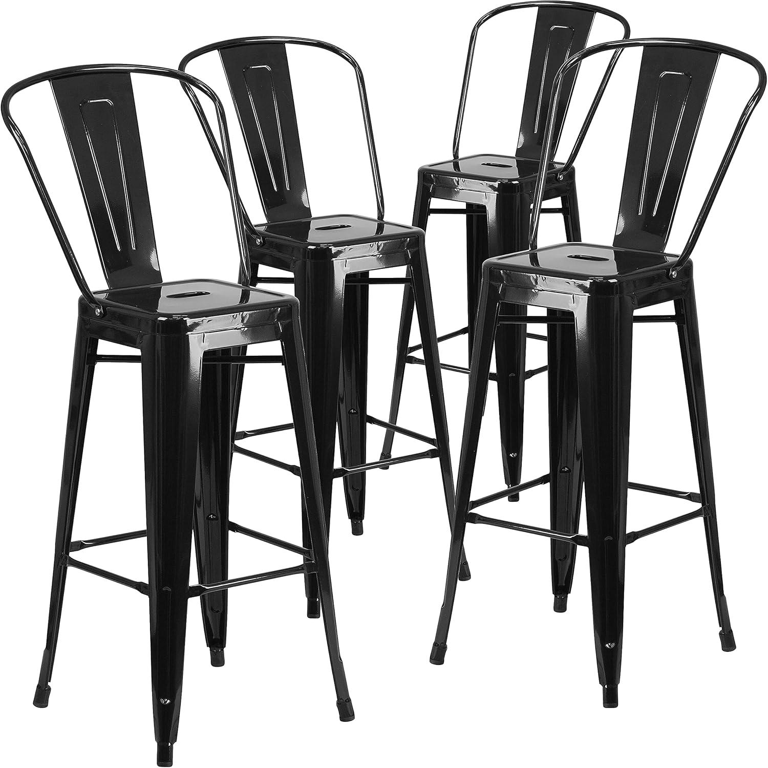 image:imageFlash Furniture Commercial Grade 30 High Black Metal IndoorOutdoor Barstool with Removable BackBlack
