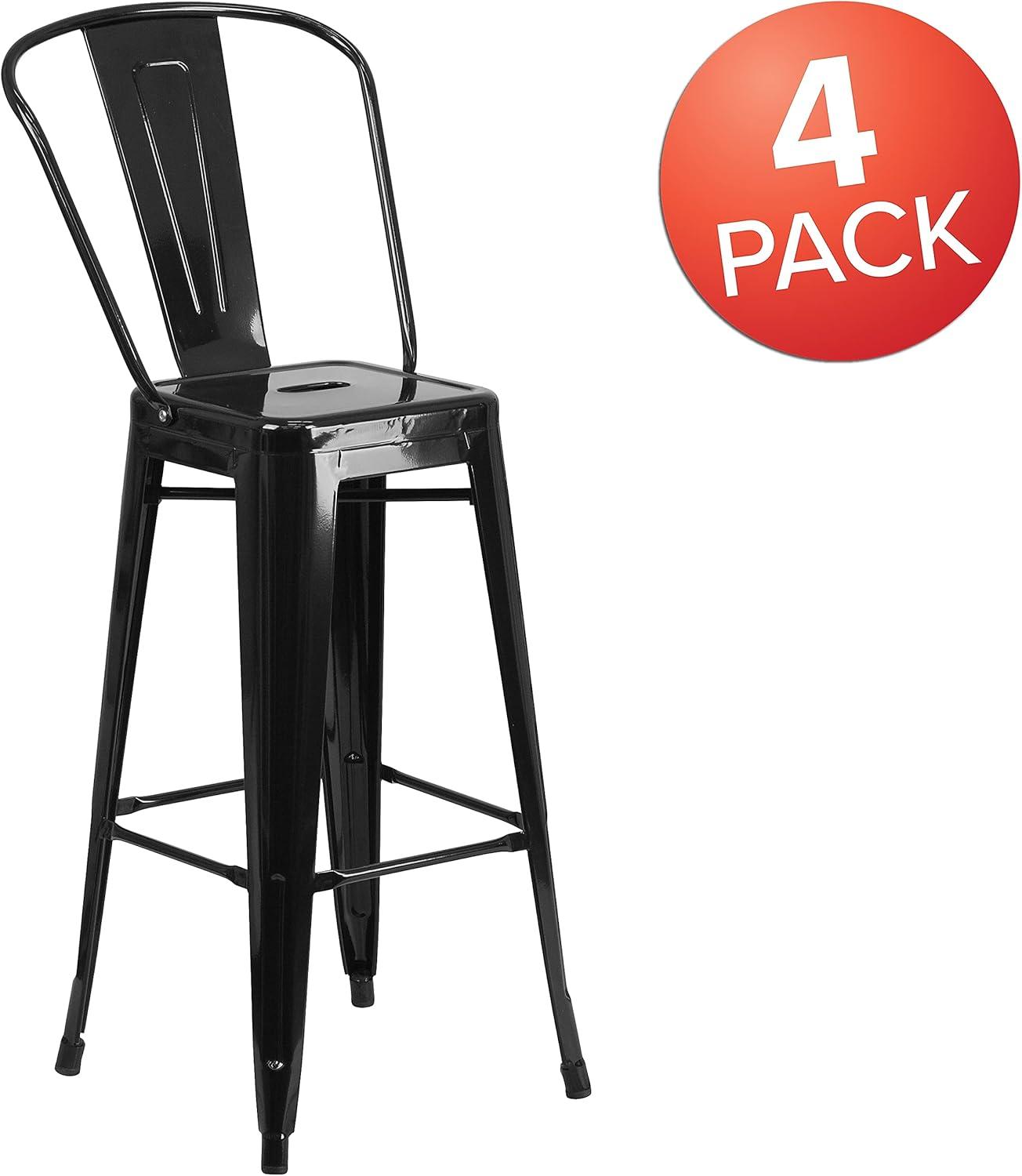 image:imageFlash Furniture Commercial Grade 30 High Black Metal IndoorOutdoor Barstool with Removable BackBlack