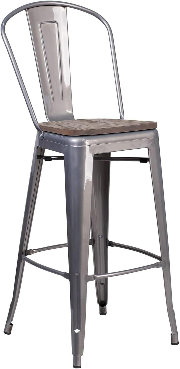 image:imageFlash Furniture Commercial Grade 30 High Black Metal IndoorOutdoor Barstool with Removable BackBlack