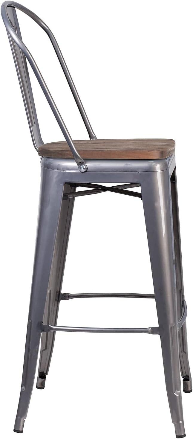 image:imageFlash Furniture Commercial Grade 30 High Black Metal IndoorOutdoor Barstool with Removable BackBlack