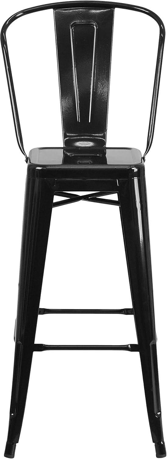 image:imageFlash Furniture Commercial Grade 30 High Black Metal IndoorOutdoor Barstool with Removable BackBlack