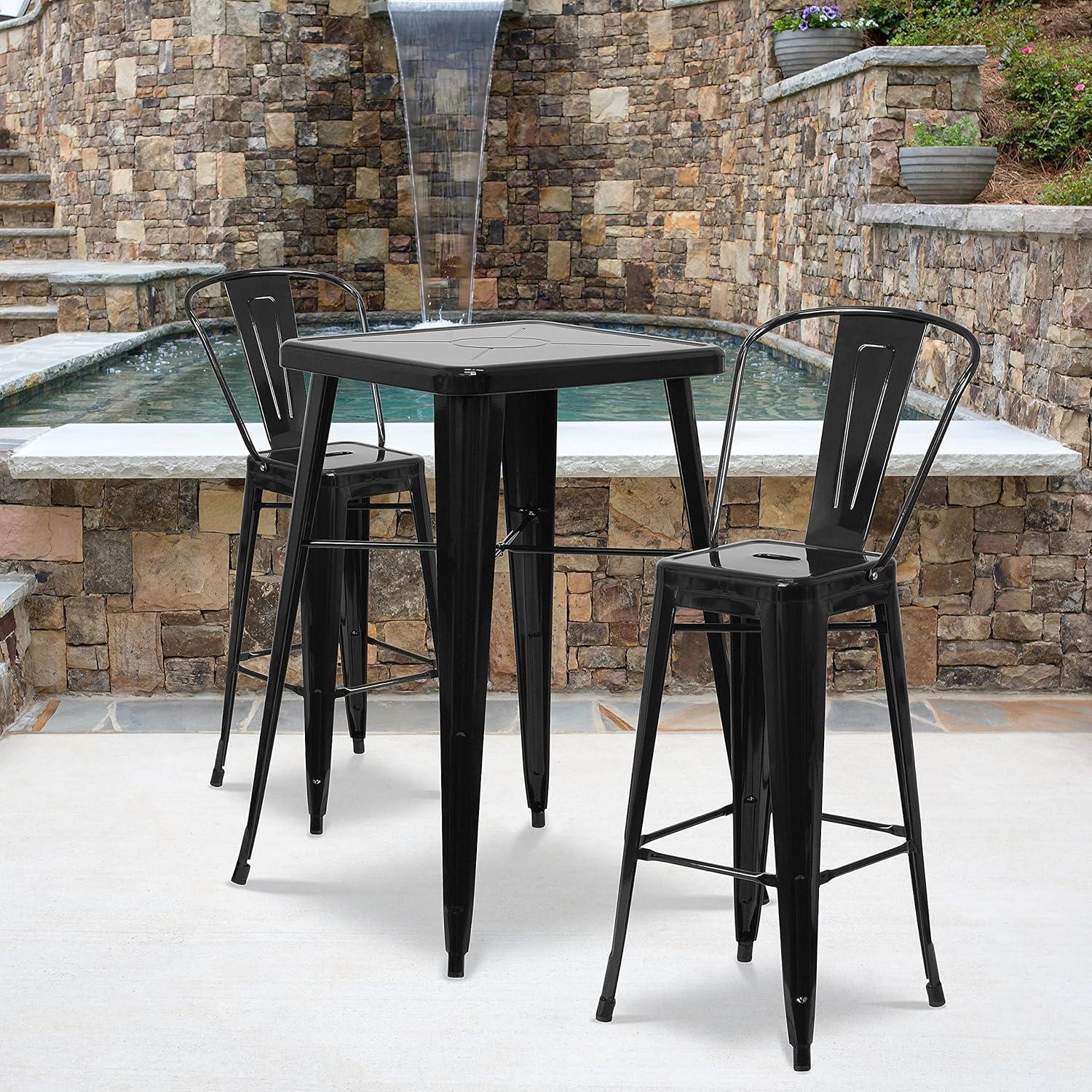 image:imageFlash Furniture Commercial Grade 30 High Black Metal IndoorOutdoor Barstool with Removable BackBlack
