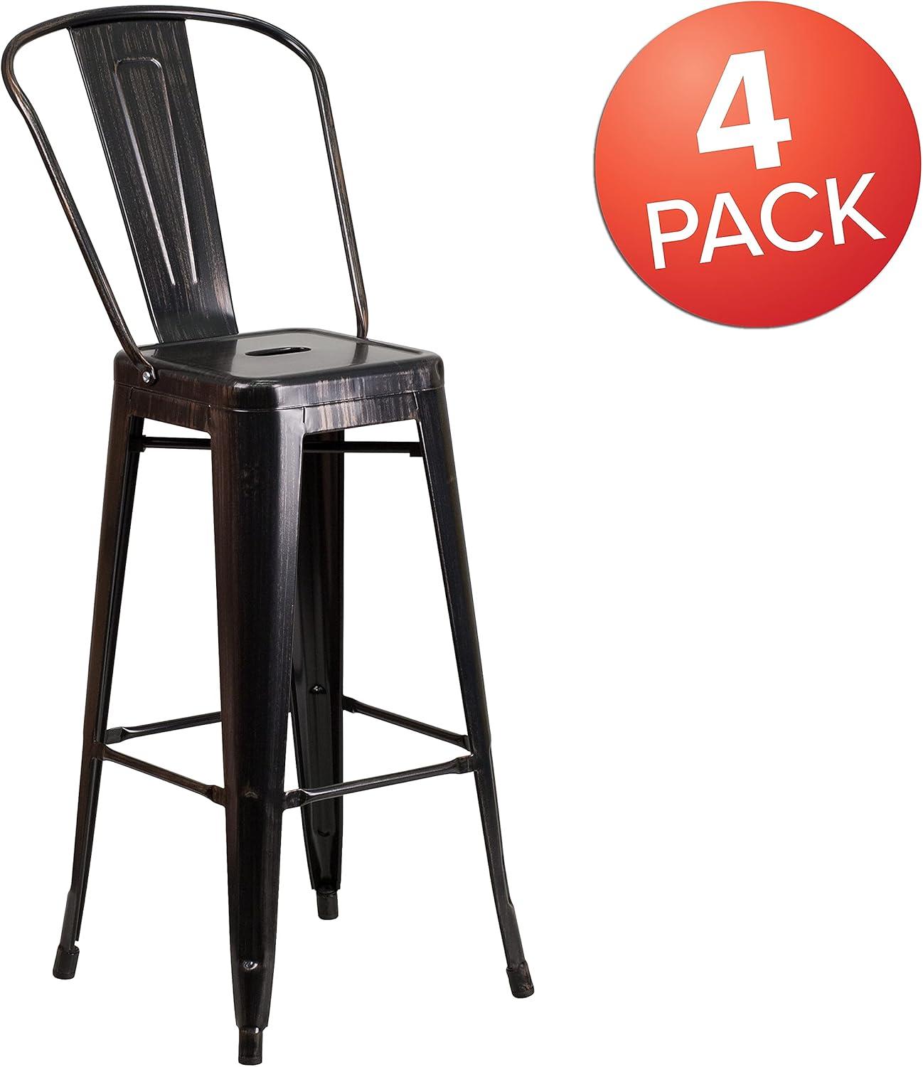 image:imageFlash Furniture Commercial Grade 30 High Black Metal IndoorOutdoor Barstool with Removable BackBlackantique Gold