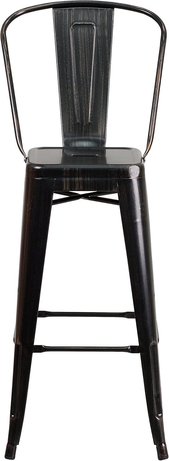 image:imageFlash Furniture Commercial Grade 30 High Black Metal IndoorOutdoor Barstool with Removable BackBlackantique Gold