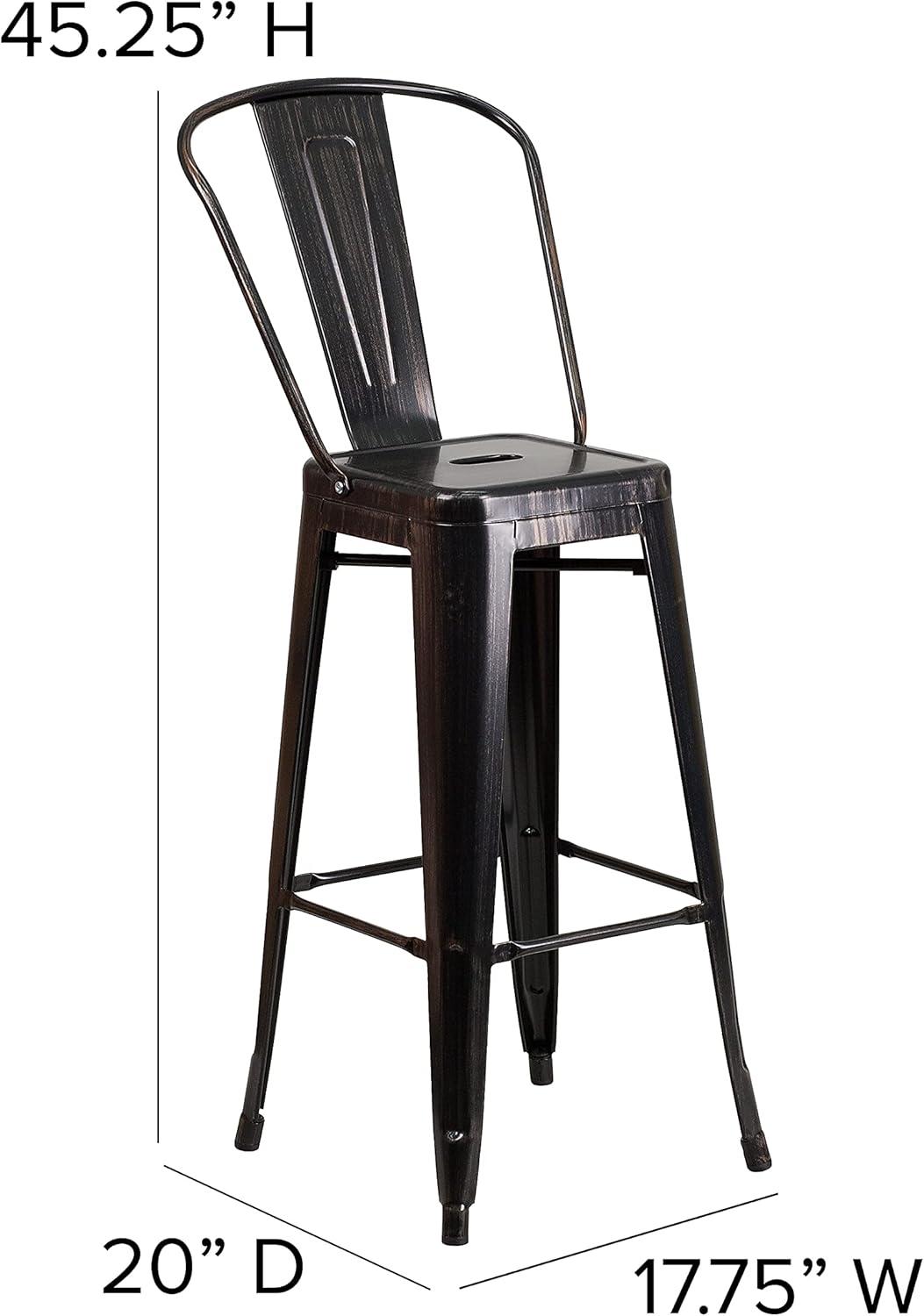 image:imageFlash Furniture Commercial Grade 30 High Black Metal IndoorOutdoor Barstool with Removable BackBlackantique Gold