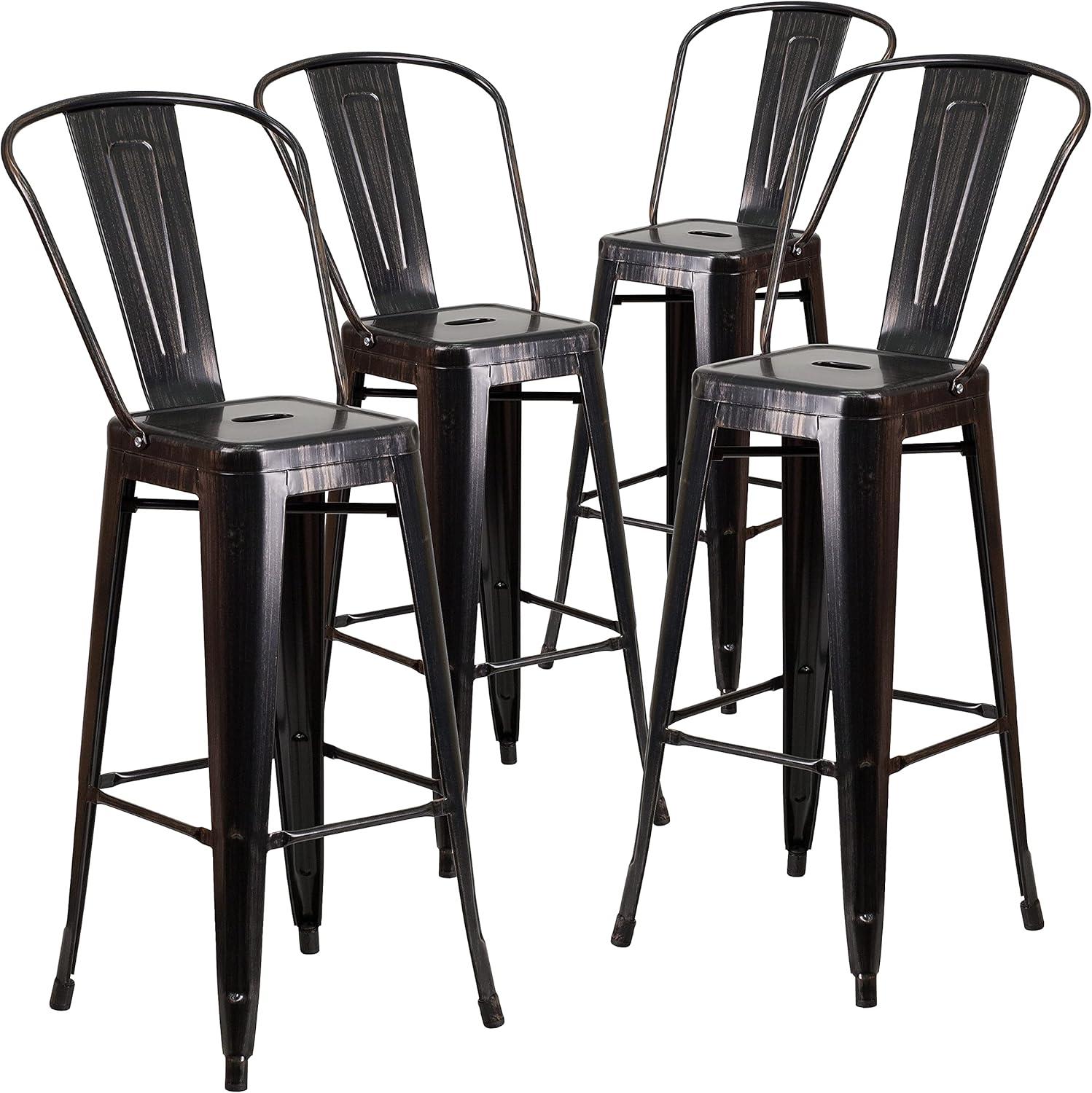 image:imageFlash Furniture Commercial Grade 30 High Black Metal IndoorOutdoor Barstool with Removable BackBlackantique Gold