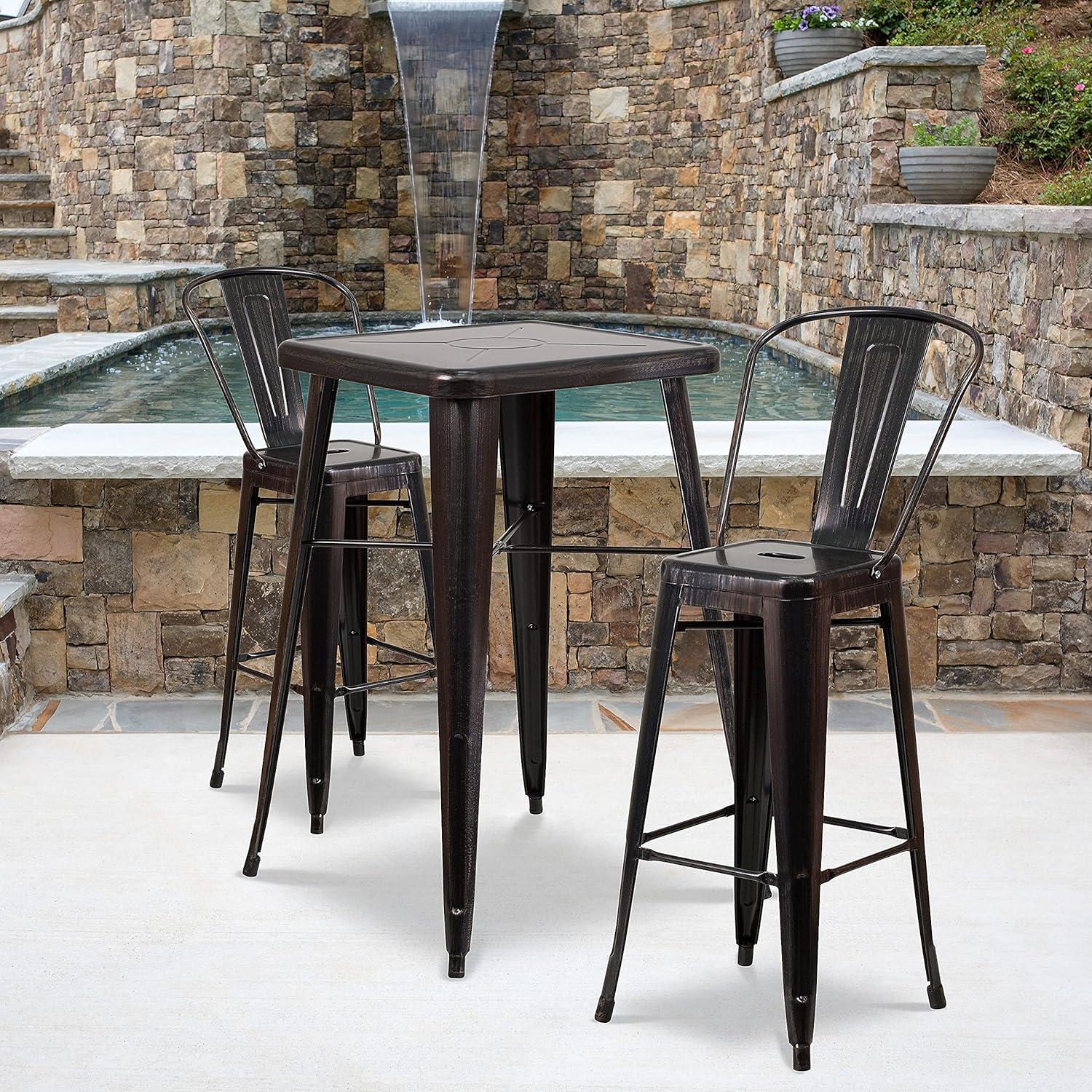 image:imageFlash Furniture Commercial Grade 30 High Black Metal IndoorOutdoor Barstool with Removable BackBlackantique Gold