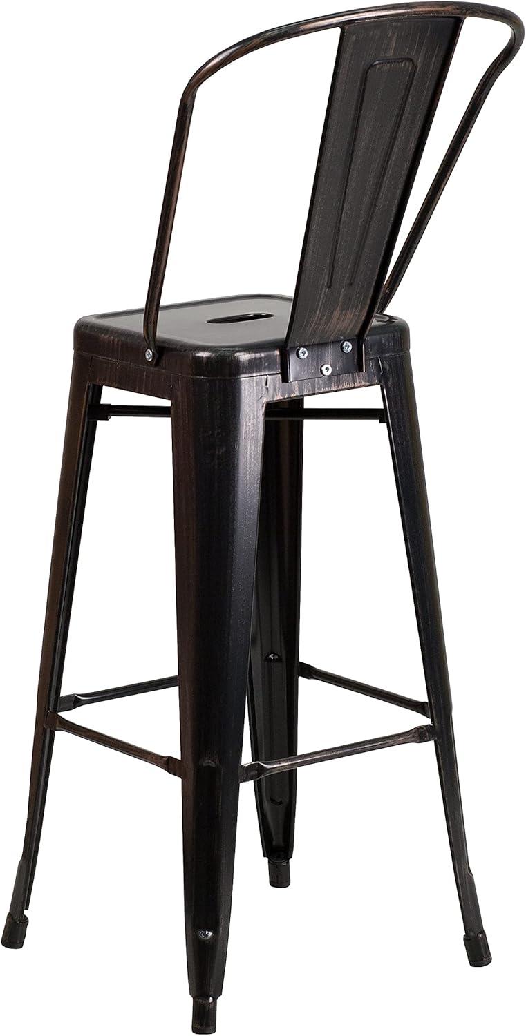 image:imageFlash Furniture Commercial Grade 30 High Black Metal IndoorOutdoor Barstool with Removable BackBlackantique Gold