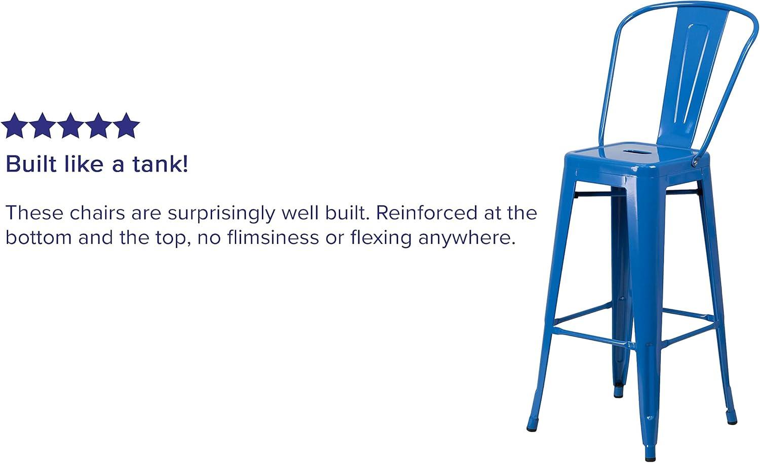 image:imageFlash Furniture Commercial Grade 30 High Black Metal IndoorOutdoor Barstool with Removable BackBlue