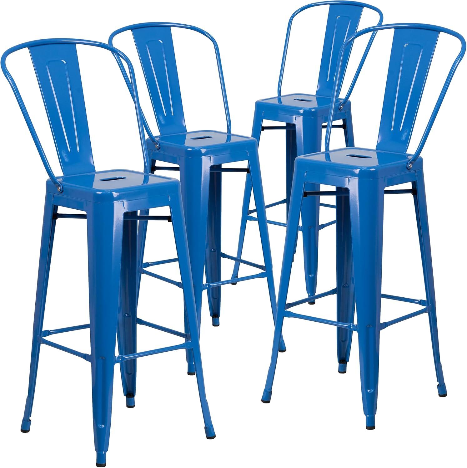 image:imageFlash Furniture Commercial Grade 30 High Black Metal IndoorOutdoor Barstool with Removable BackBlue