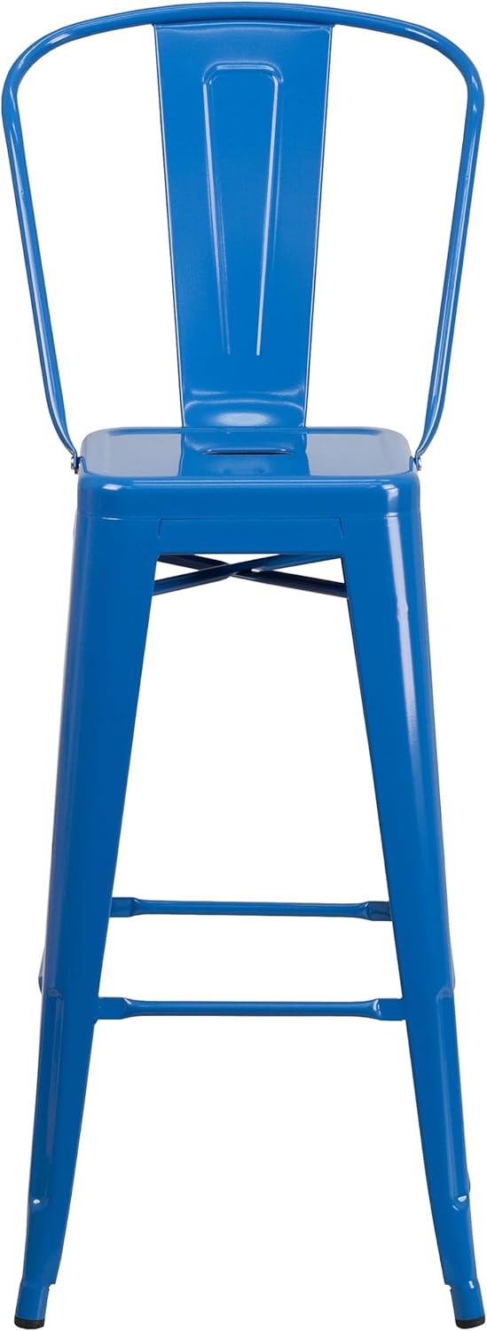 image:imageFlash Furniture Commercial Grade 30 High Black Metal IndoorOutdoor Barstool with Removable BackBlue