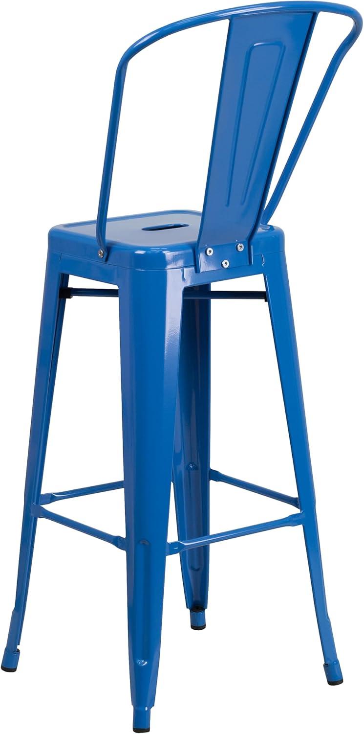 image:imageFlash Furniture Commercial Grade 30 High Black Metal IndoorOutdoor Barstool with Removable BackBlue