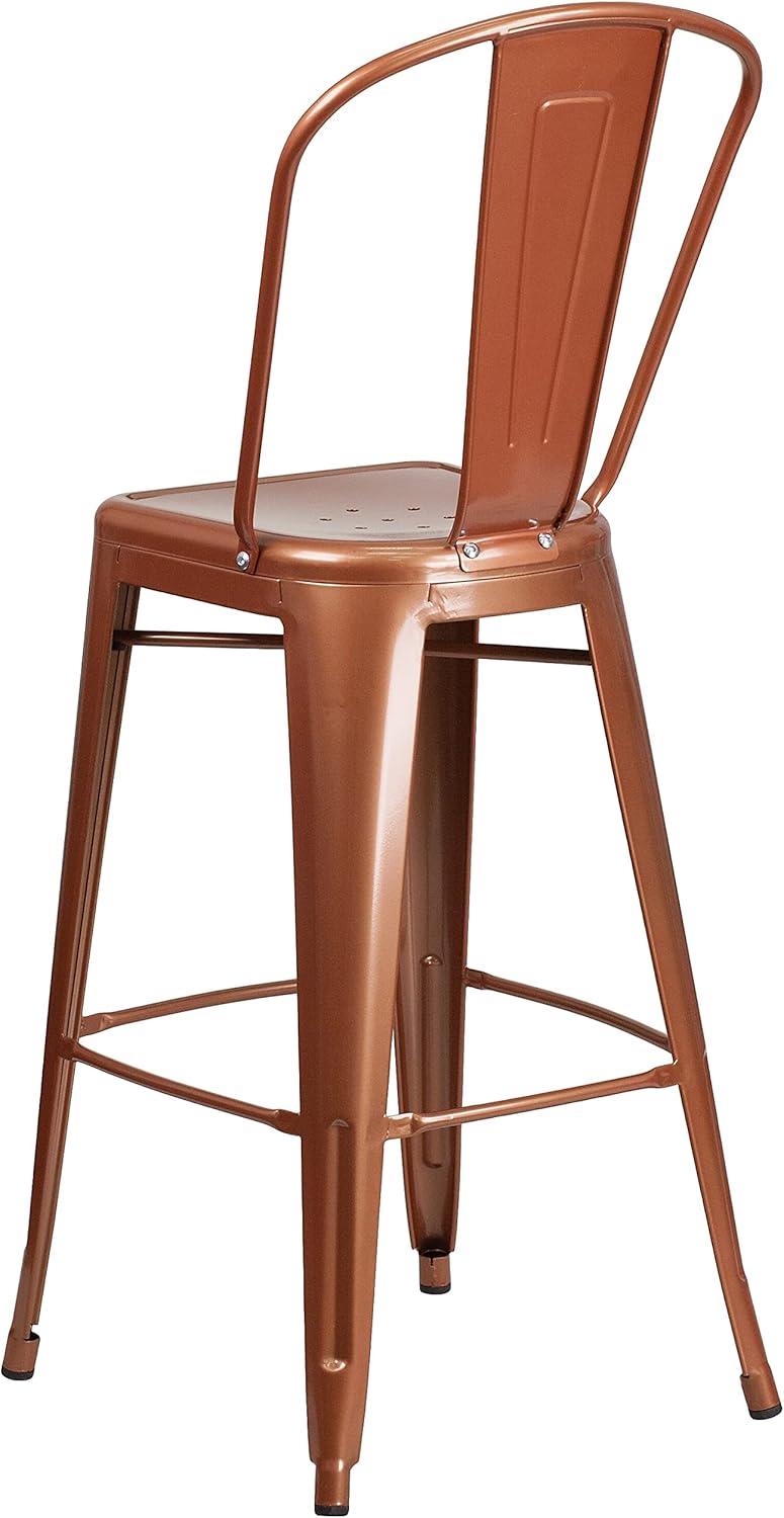 image:imageFlash Furniture Commercial Grade 30 High Black Metal IndoorOutdoor Barstool with Removable BackCopper