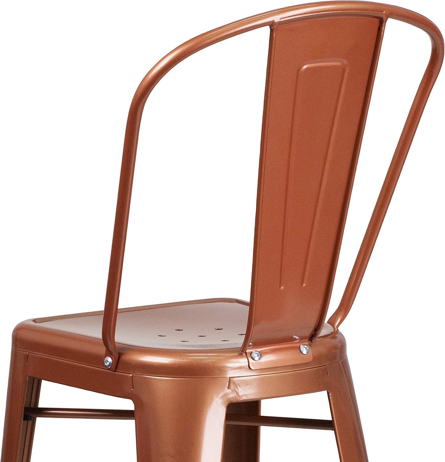 image:imageFlash Furniture Commercial Grade 30 High Black Metal IndoorOutdoor Barstool with Removable BackCopper