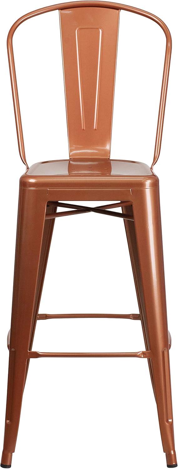 image:imageFlash Furniture Commercial Grade 30 High Black Metal IndoorOutdoor Barstool with Removable BackCopper