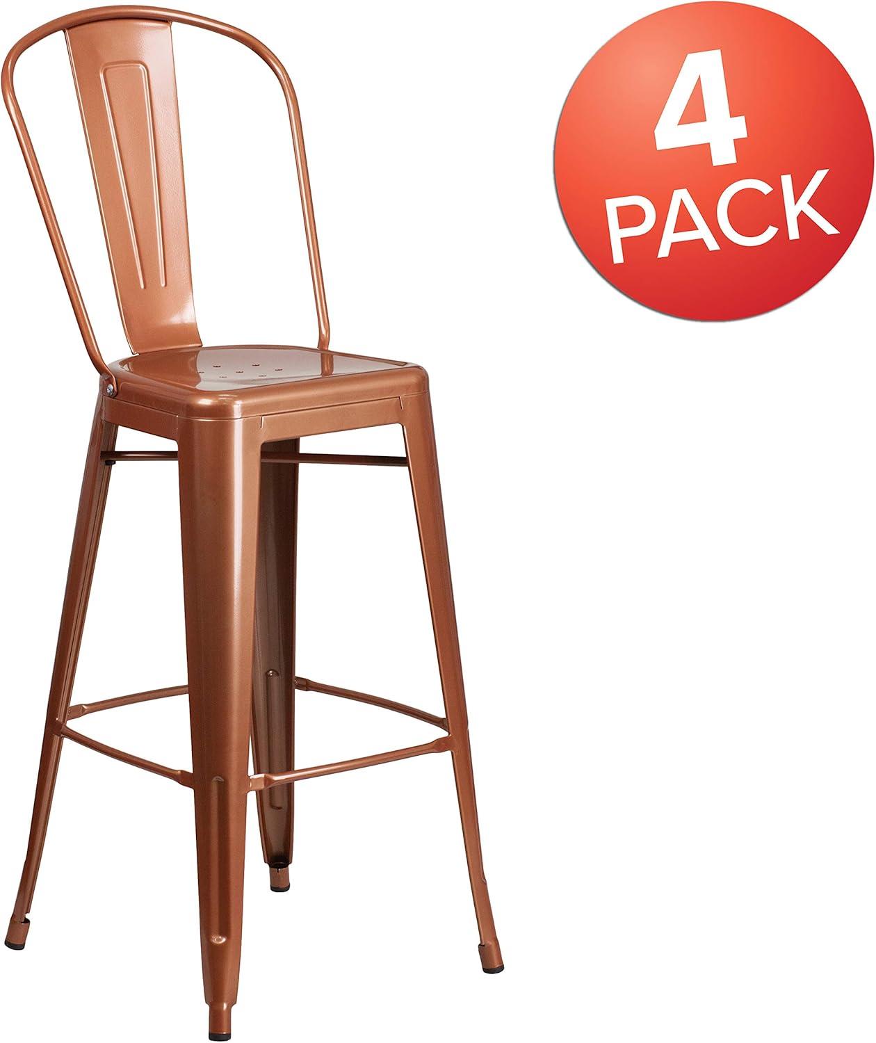 image:imageFlash Furniture Commercial Grade 30 High Black Metal IndoorOutdoor Barstool with Removable BackCopper