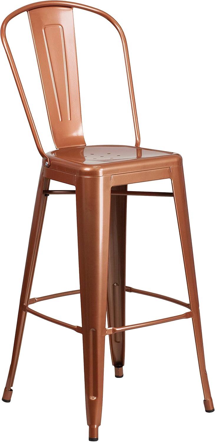 image:imageFlash Furniture Commercial Grade 30 High Black Metal IndoorOutdoor Barstool with Removable BackCopper