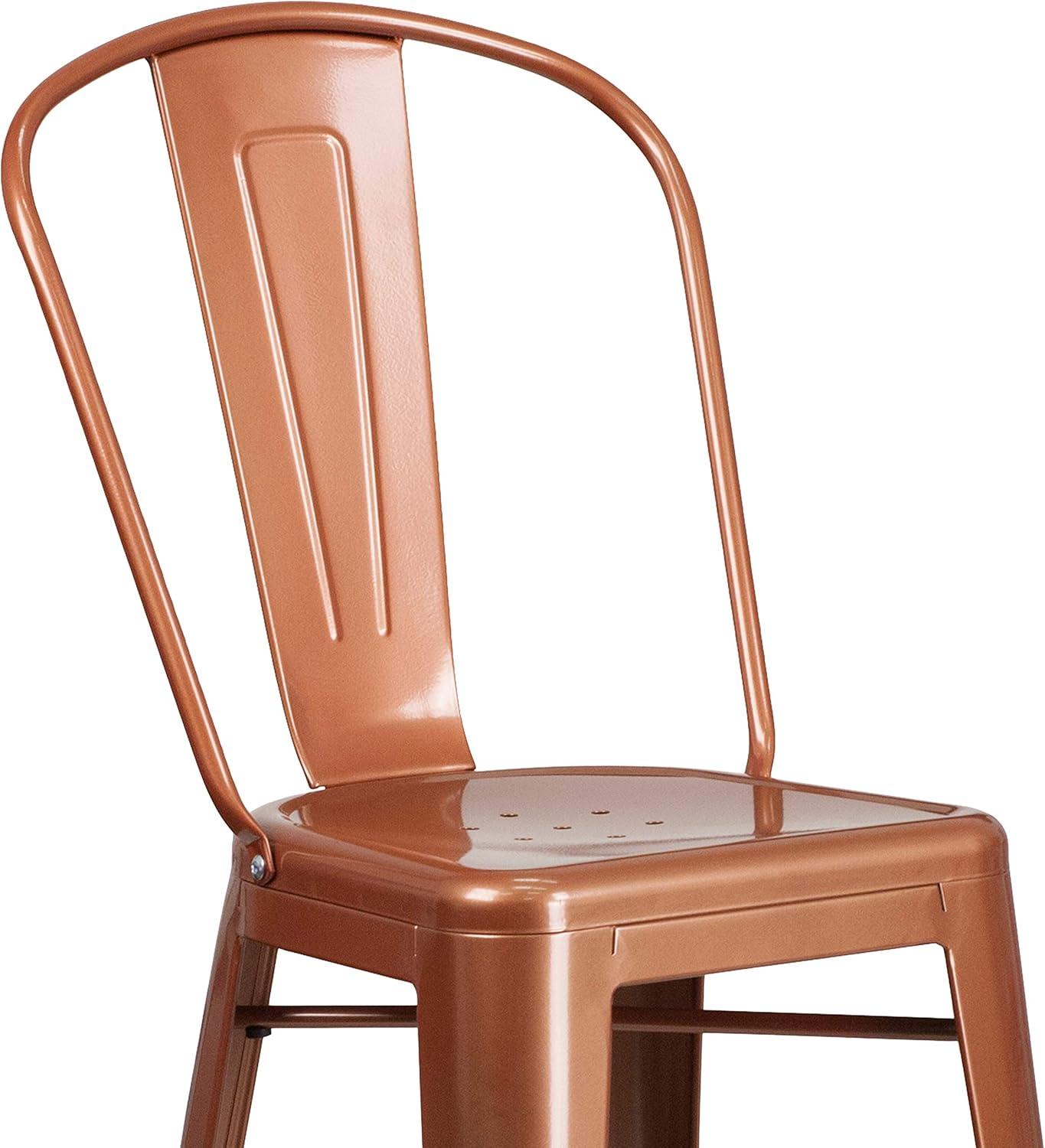image:imageFlash Furniture Commercial Grade 30 High Black Metal IndoorOutdoor Barstool with Removable BackCopper