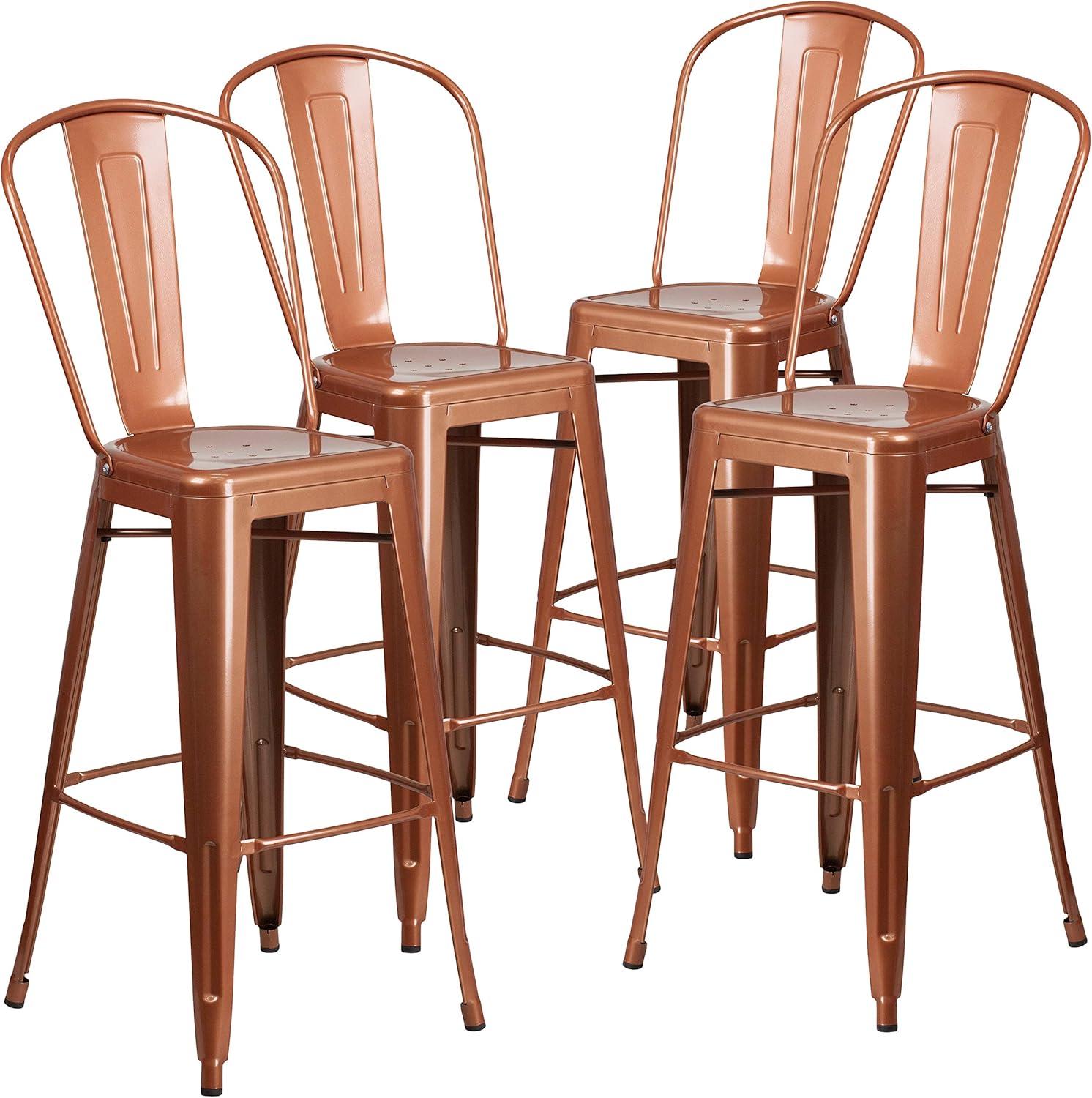 image:imageFlash Furniture Commercial Grade 30 High Black Metal IndoorOutdoor Barstool with Removable BackCopper