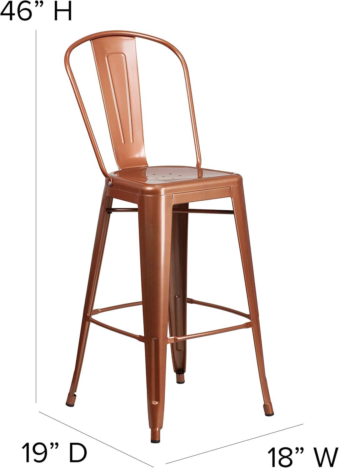 image:imageFlash Furniture Commercial Grade 30 High Black Metal IndoorOutdoor Barstool with Removable BackCopper