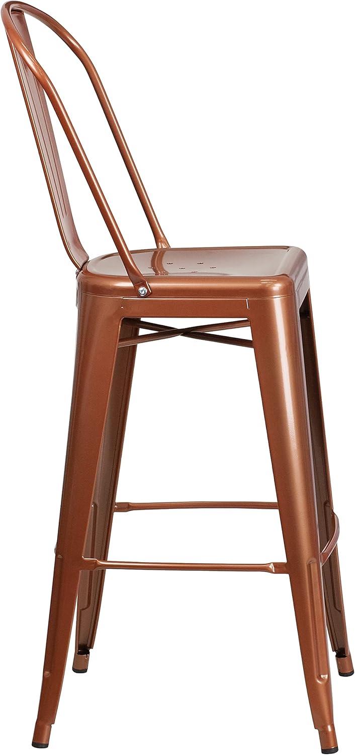 image:imageFlash Furniture Commercial Grade 30 High Black Metal IndoorOutdoor Barstool with Removable BackCopper