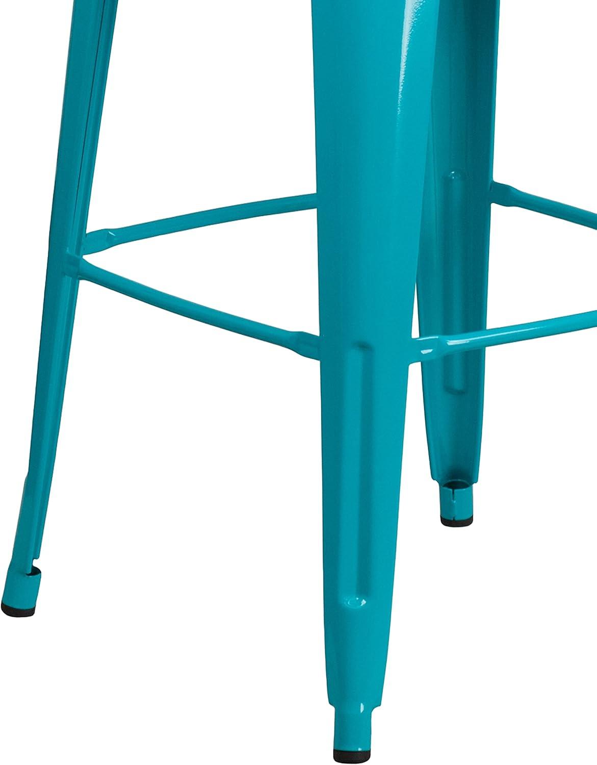 image:imageFlash Furniture Commercial Grade 30 High Black Metal IndoorOutdoor Barstool with Removable BackCrystal Tealblue