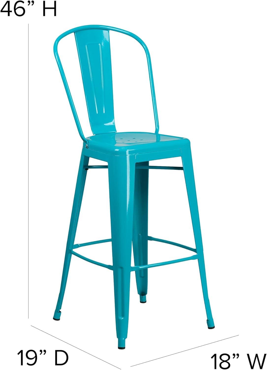 image:imageFlash Furniture Commercial Grade 30 High Black Metal IndoorOutdoor Barstool with Removable BackCrystal Tealblue