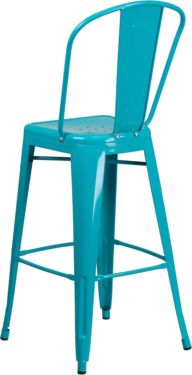 image:imageFlash Furniture Commercial Grade 30 High Black Metal IndoorOutdoor Barstool with Removable BackCrystal Tealblue