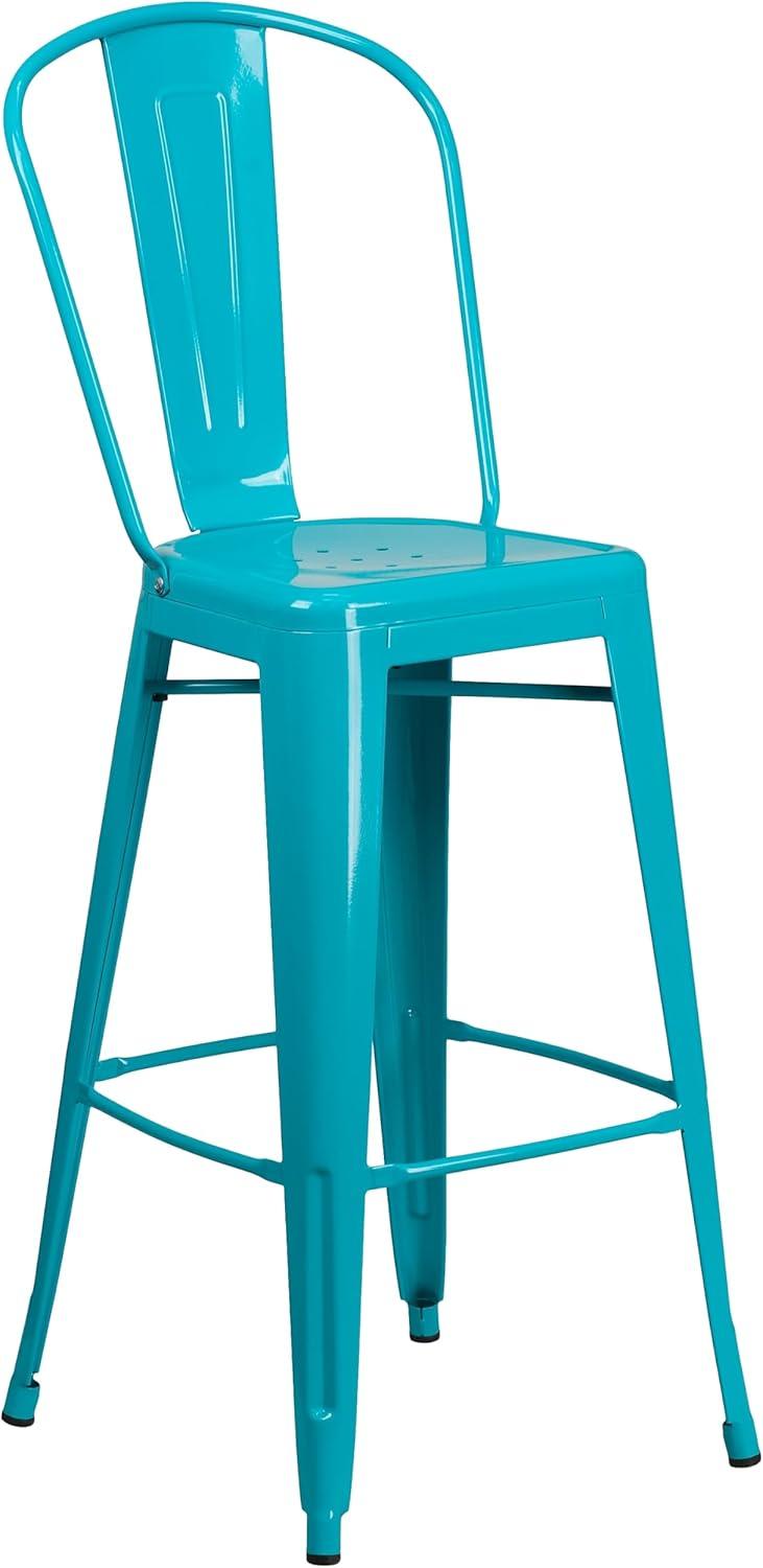 image:imageFlash Furniture Commercial Grade 30 High Black Metal IndoorOutdoor Barstool with Removable BackCrystal Tealblue