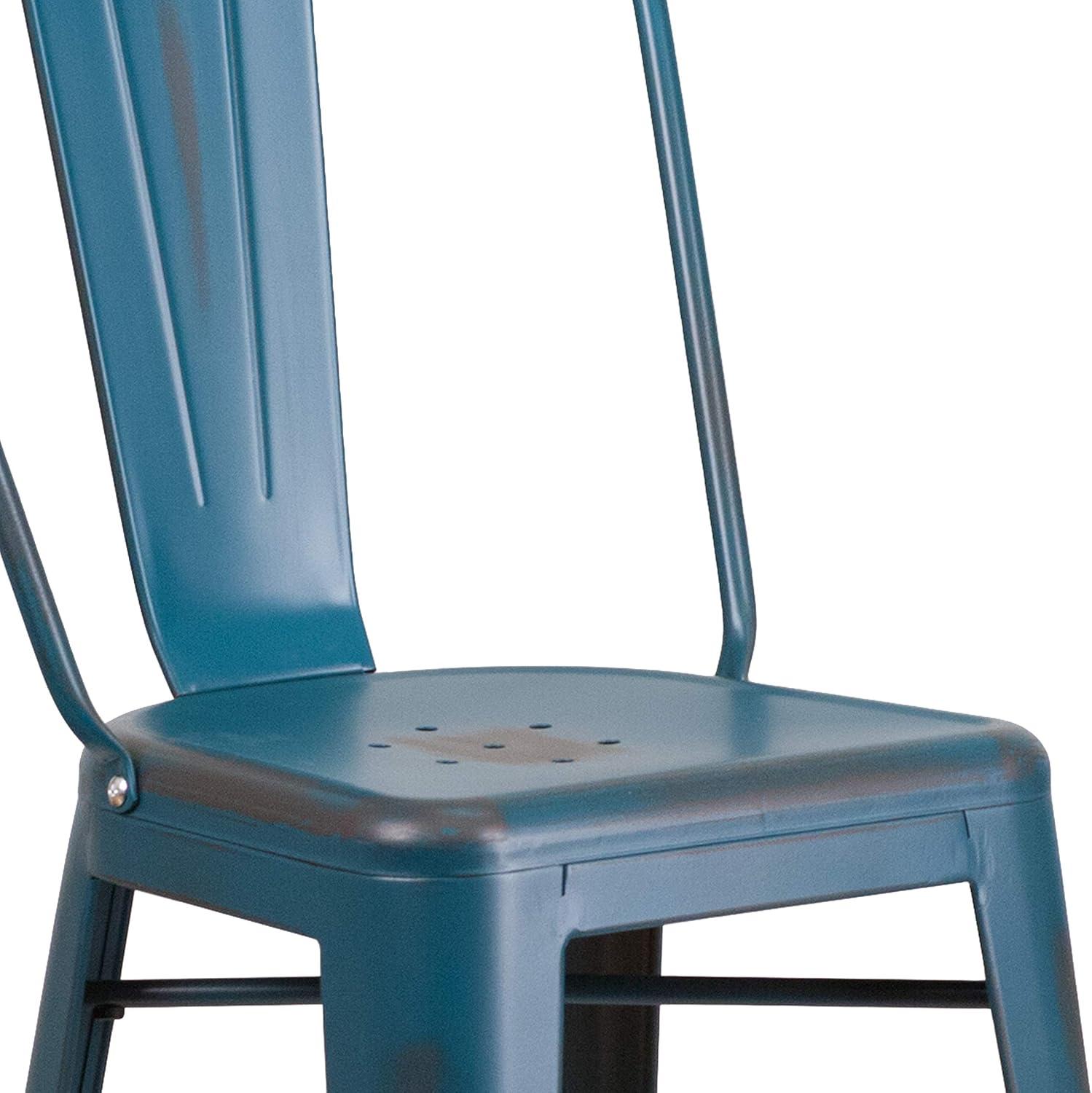 image:imageFlash Furniture Commercial Grade 30 High Black Metal IndoorOutdoor Barstool with Removable BackDistressed Antique Blue