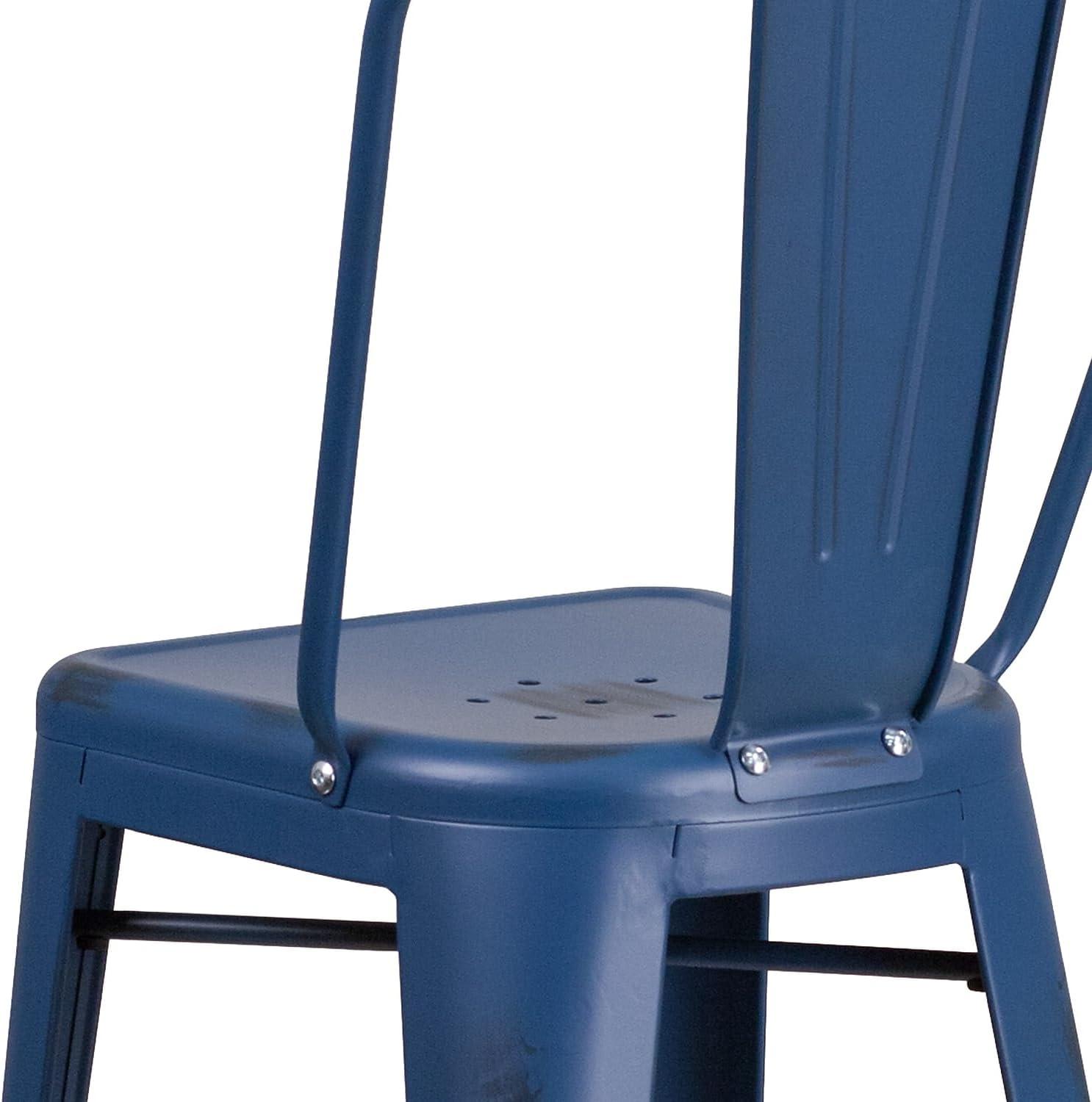 image:imageFlash Furniture Commercial Grade 30 High Black Metal IndoorOutdoor Barstool with Removable BackDistressed Antique Blue
