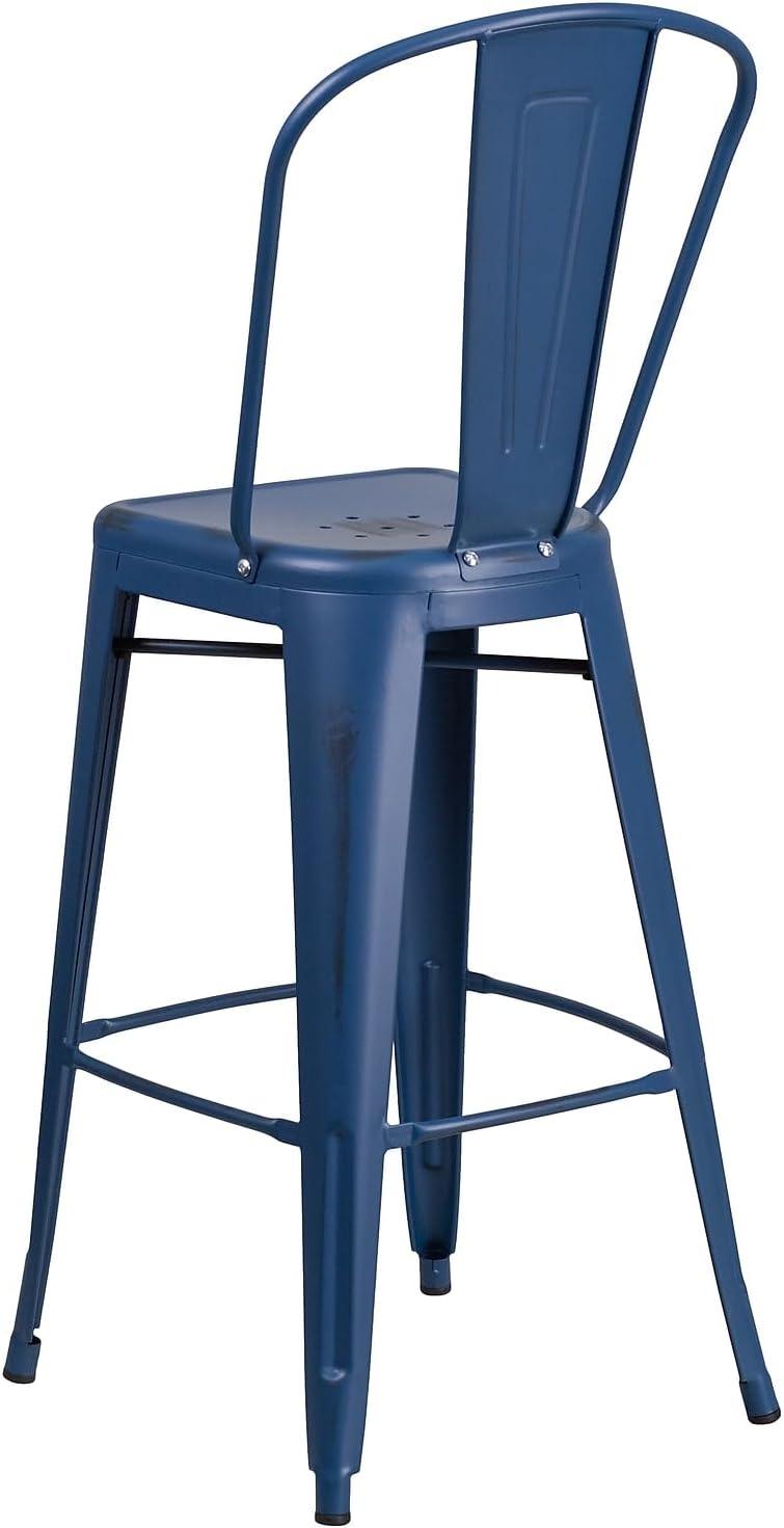 image:imageFlash Furniture Commercial Grade 30 High Black Metal IndoorOutdoor Barstool with Removable BackDistressed Antique Blue