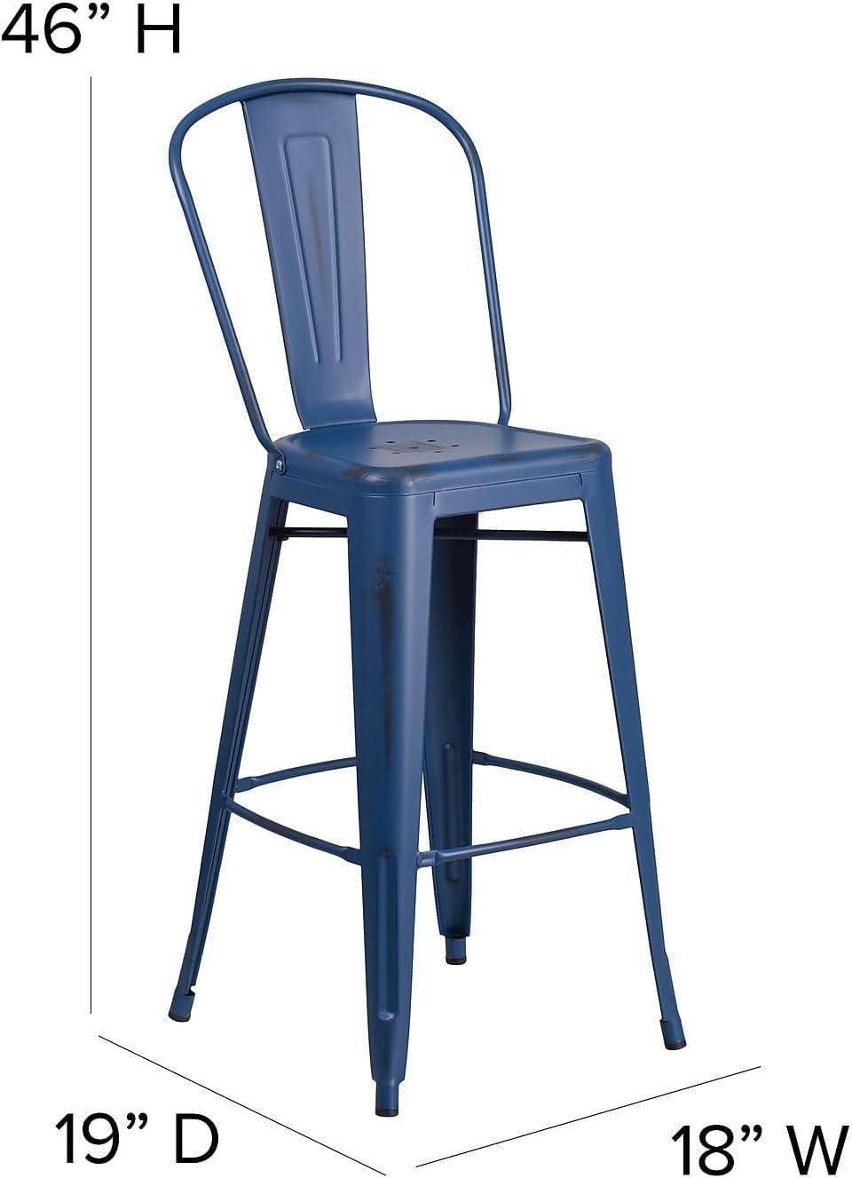 image:imageFlash Furniture Commercial Grade 30 High Black Metal IndoorOutdoor Barstool with Removable BackDistressed Antique Blue